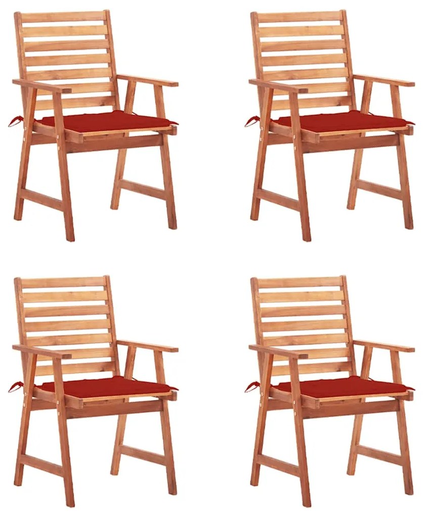Cadeiras de jantar p/ jardim 4 pcs c/ almofadões acácia maciça