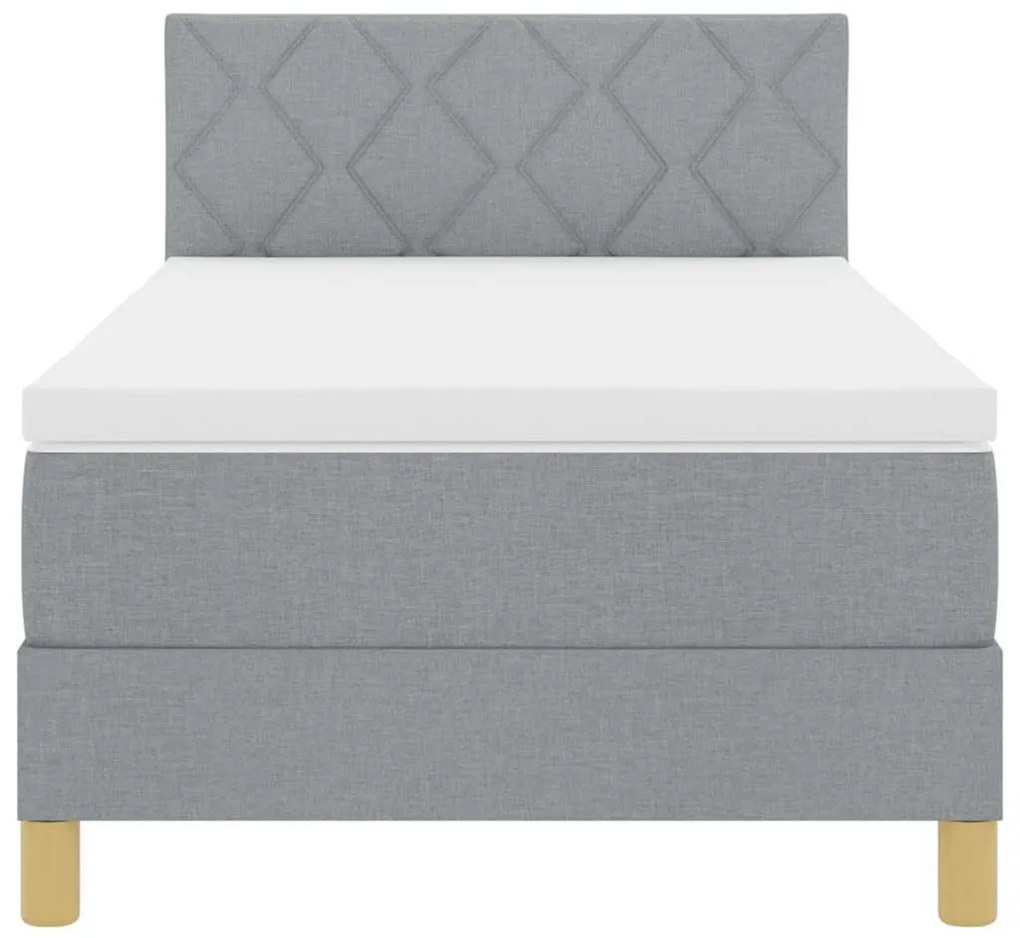 Cama Box Spring com Colchão Cinza Claro 90x200 cm Tecido