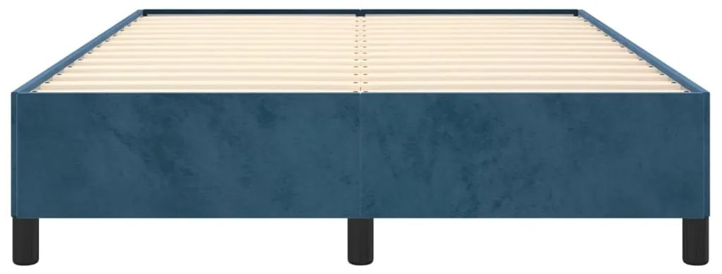 Estrutura de cama sem colchão 140x190 cm veludo azul-escuro
