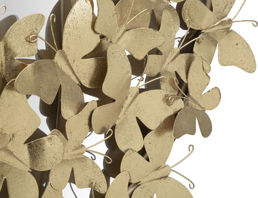ESPELHO DE PAREDE OVAL BORBOLETA 59X3X89,5 CM (ESPELHO INTERIOR CM 46X78) DOURADO