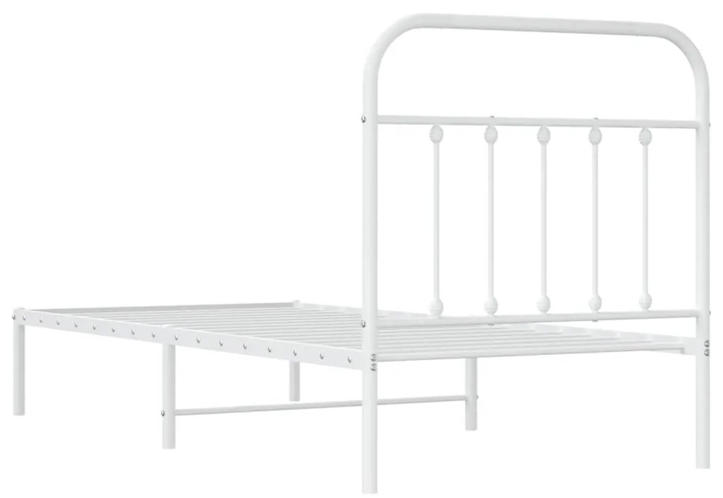 Estrutura de cama com cabeceira 90x200 cm metal branco