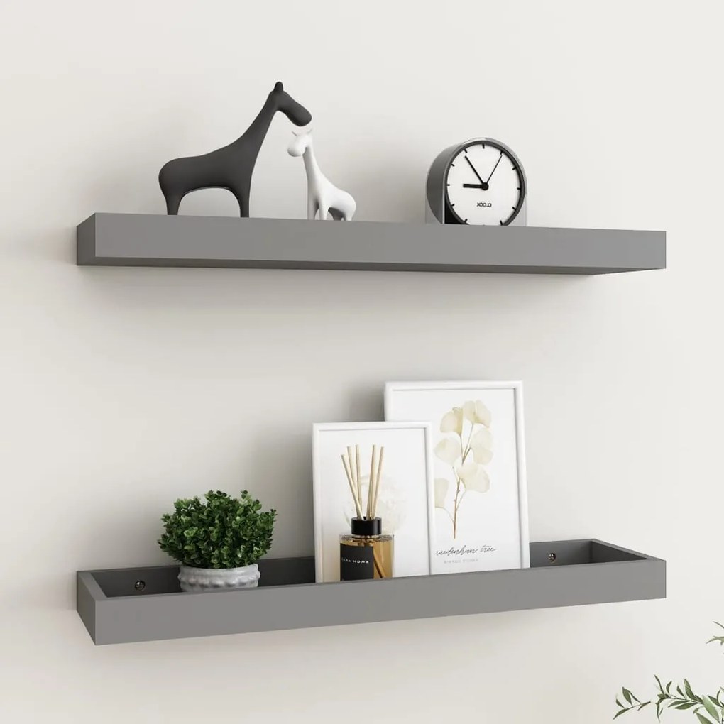 vidaXL Prateleiras de parede Loggia 2 pcs 60x15x4 cm MDF cinzento