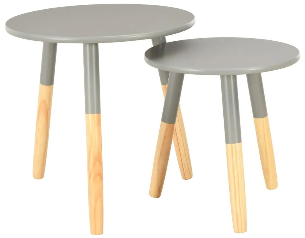 vidaXL Mesas de apoio 2 pcs pinho maciço cinzento