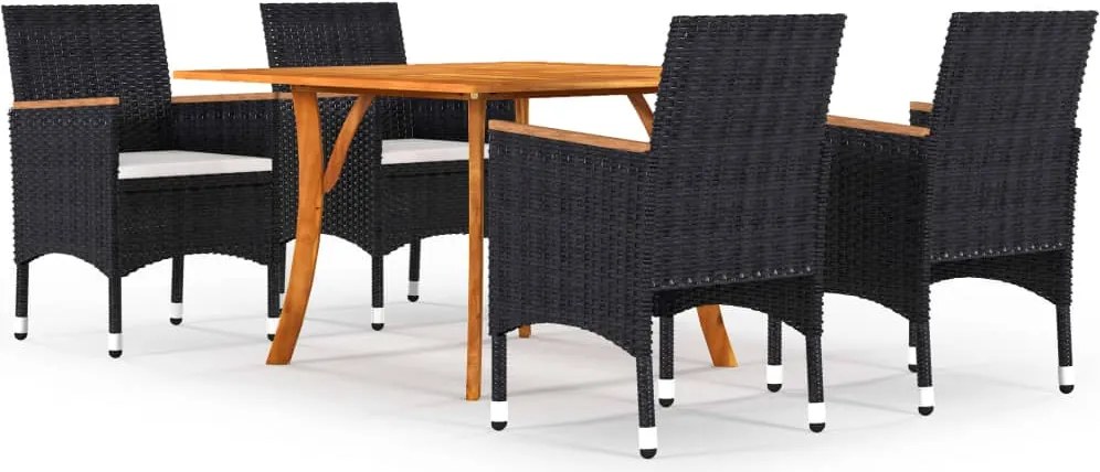vidaXL 5 pcs conjunto de jantar para jardim preto