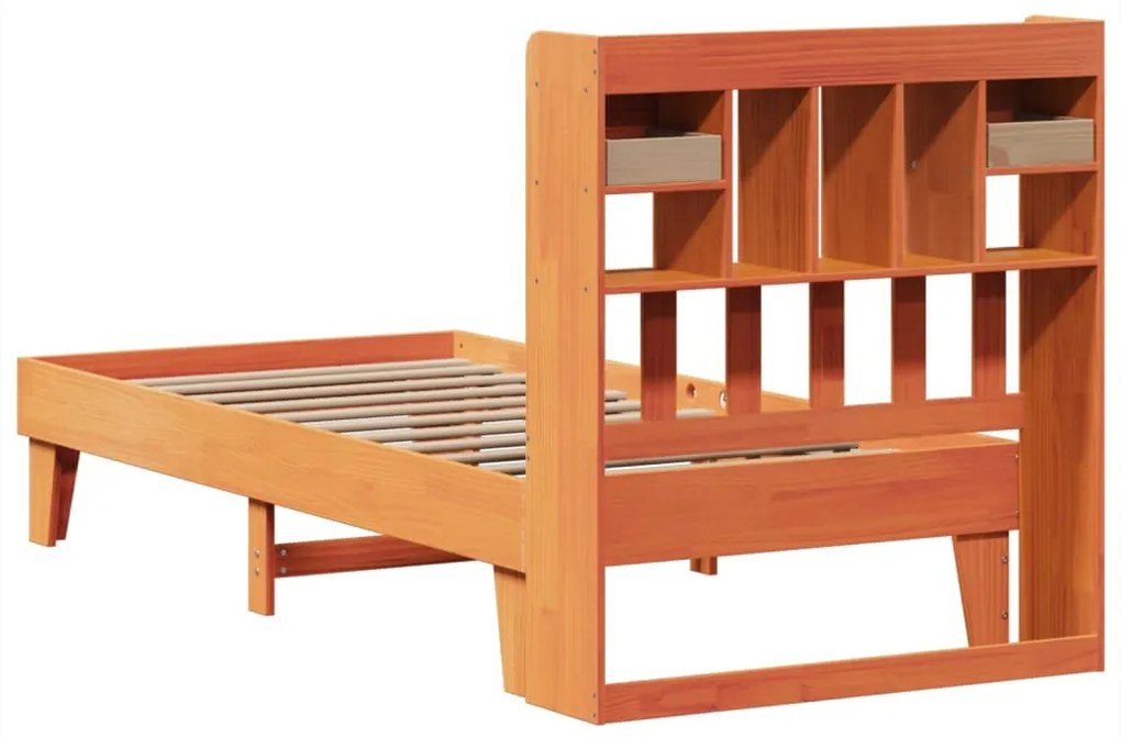 Cama sem colchão 90x200 cm pinho maciço castanho-mel