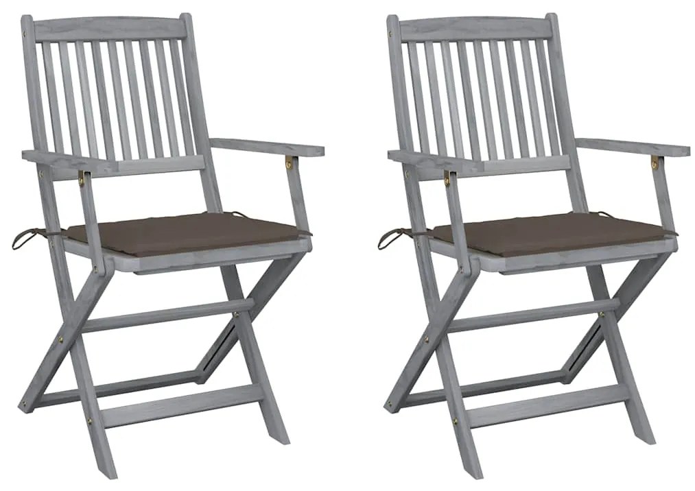 Cadeiras exterior dobráveis c/ almofadões 2 pcs acácia maciça
