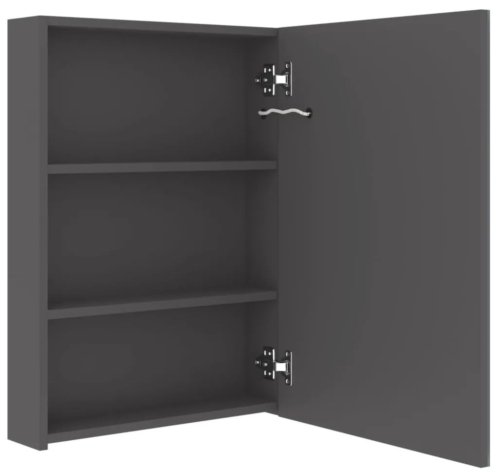 Armário espelhado p/ casa de banho LED 50x13x70 cm cinzento