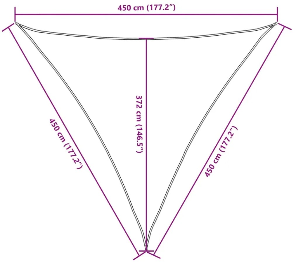 Para-sol est. vela tecido oxford triangular 4,5x4,5x4,5m branco