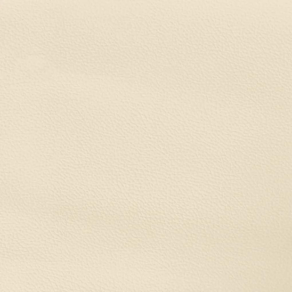Cama com molas/colchão 200x200 cm couro artificial cor creme