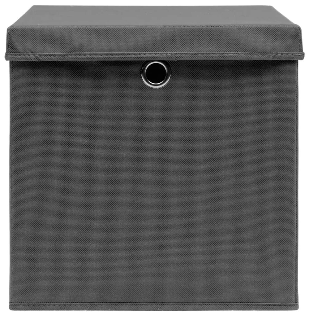 Caixas de arrumação com tampas 4 pcs 32x32x32 cm tecido cinza