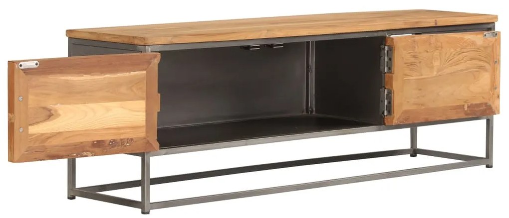 Móvel de TV em teca reciclada e aço 120x30x40 cm