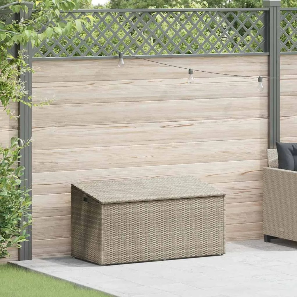 Caixa de arrumação p/ jardim 110x50x58 cm vime PE cinza-claro