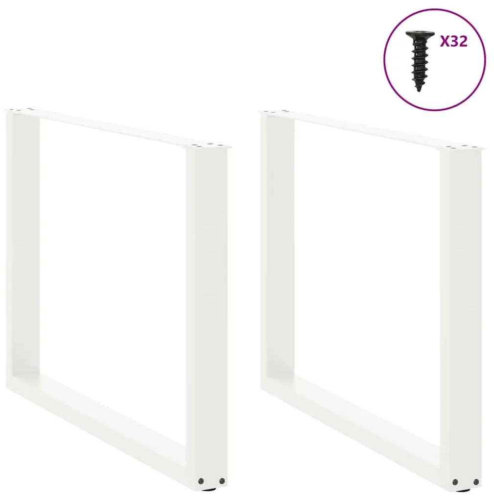 Pés de mesa de jantar em forma de U, 2 peças, branco, 100x (72-73) cm,