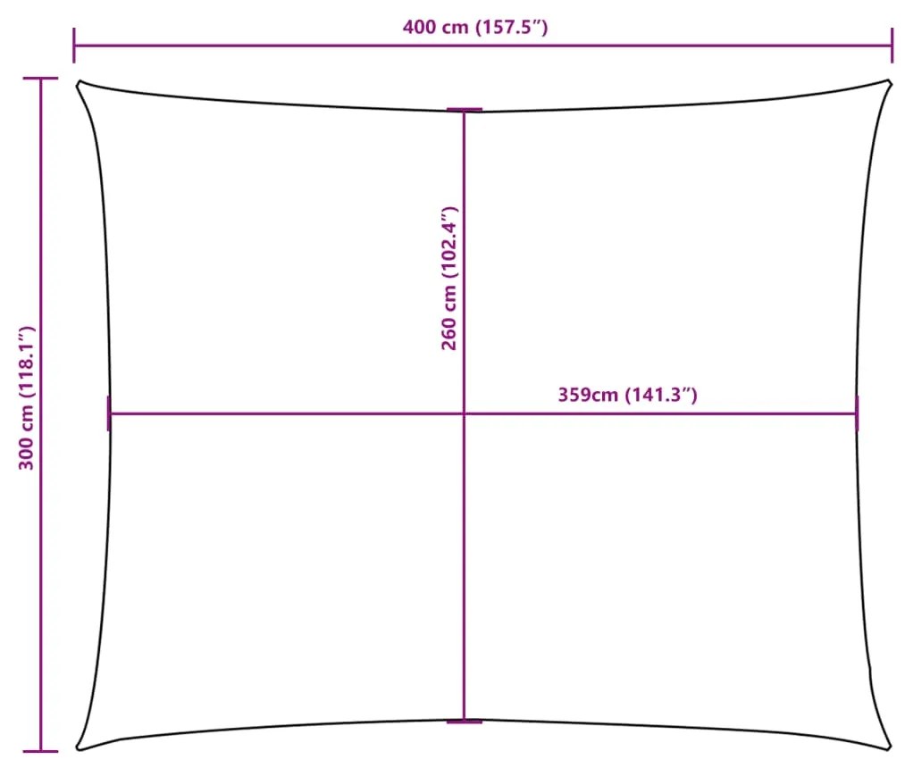 Para-sol vela tecido oxford retangular 3x4 m verde-escuro