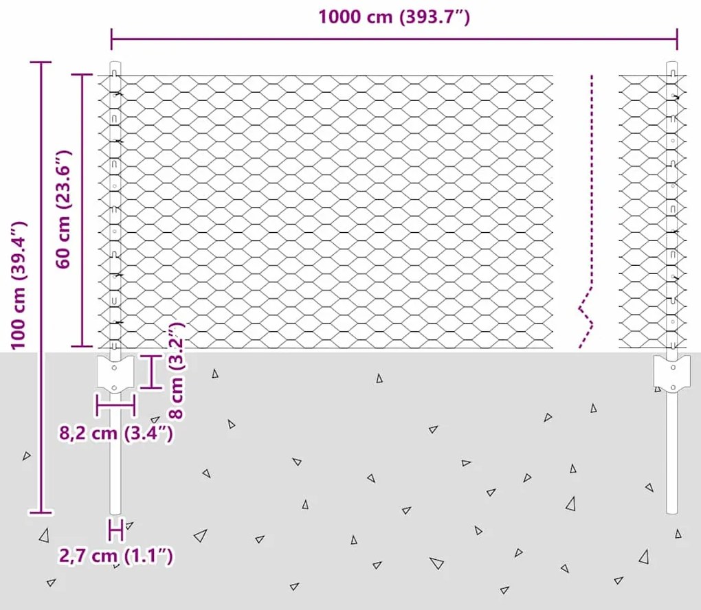 Postes de Cerca 5 pcs U-Channel 60 cm Aço Galvanizado