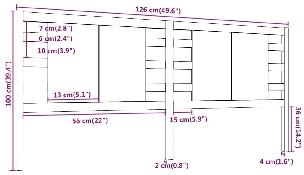 Cabeceira de cama 126x4x100 cm pinho maciço preto