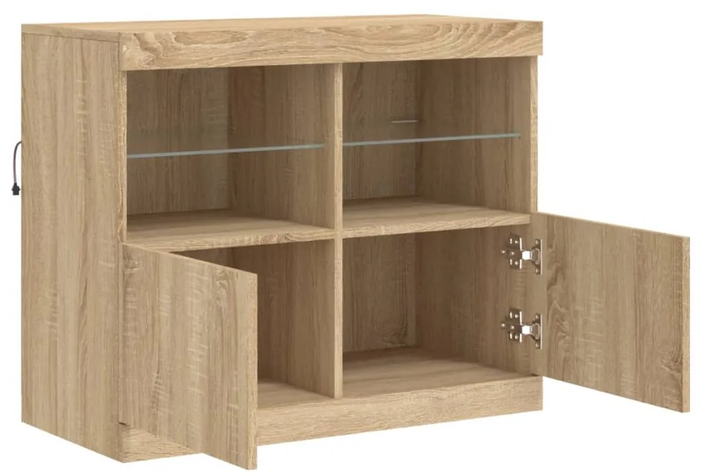 Aparador com luzes LED 81x37x67 cm carvalho sonoma