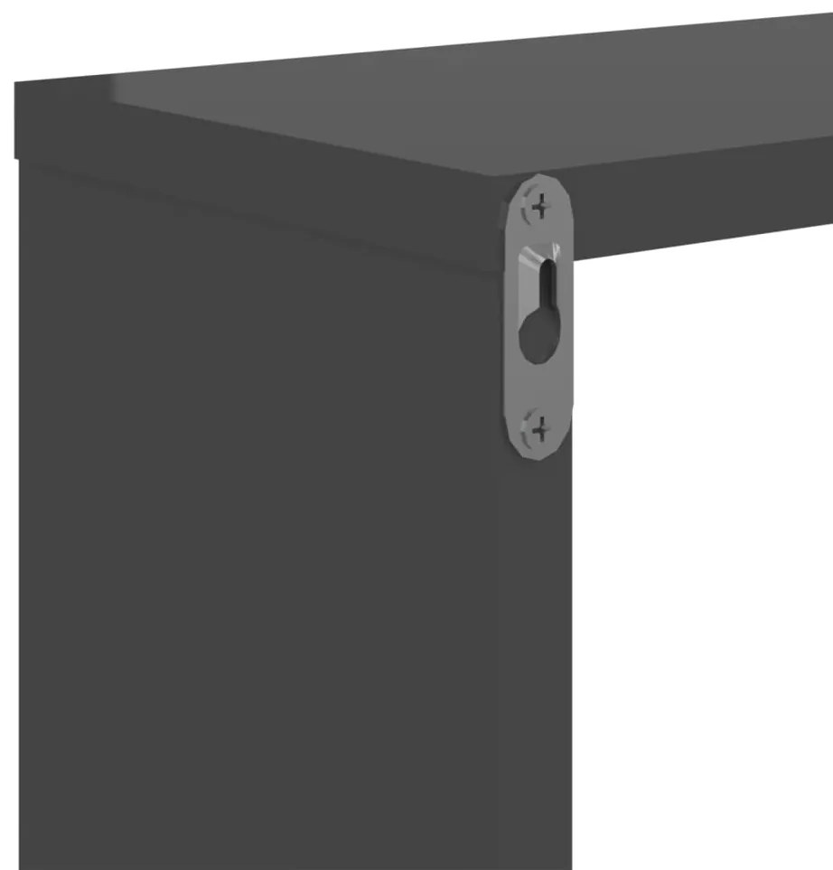 Estantes de parede 2 pcs derivados de madeira cinza brilhante