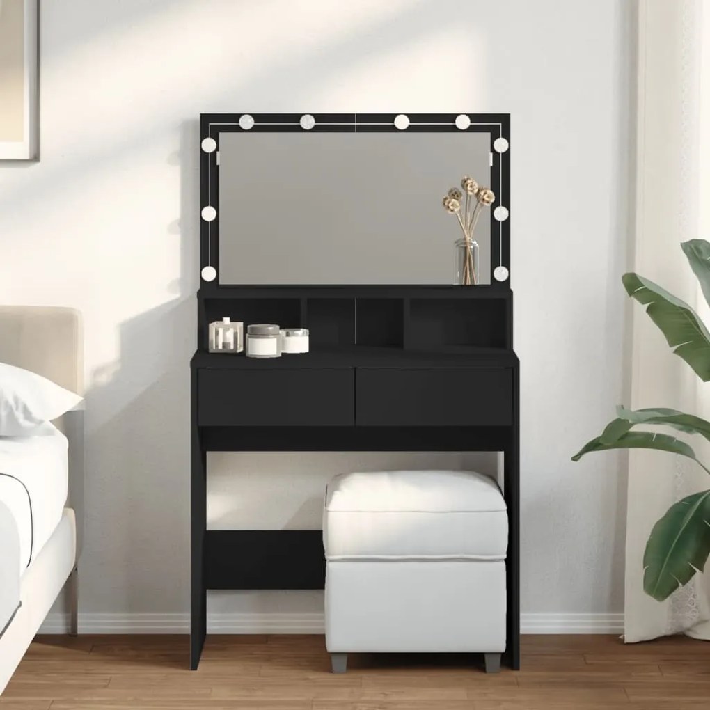 Toucador com LED 80x41x134,5 cm preto