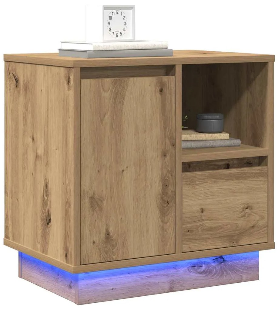 Camas de Cabeceira com LED 2 pcs Carvalho Artesanal 50x34,5x50 cm
