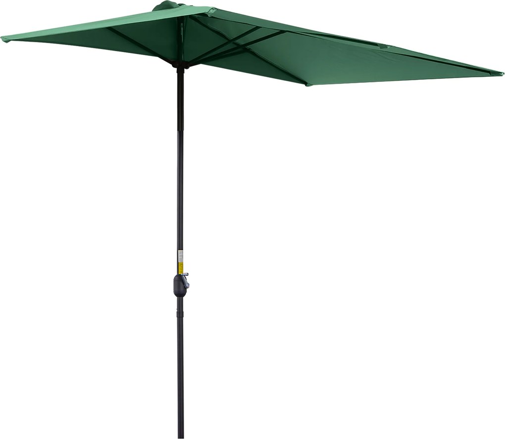 Outsunny Chapéu de Sol Semicircular 230x130x245 cm Chapéu de Sol para Parede com Manivela Proteção UV 30+ e Mastro Metálica Ø38 mm Verde | Aosom Portugal