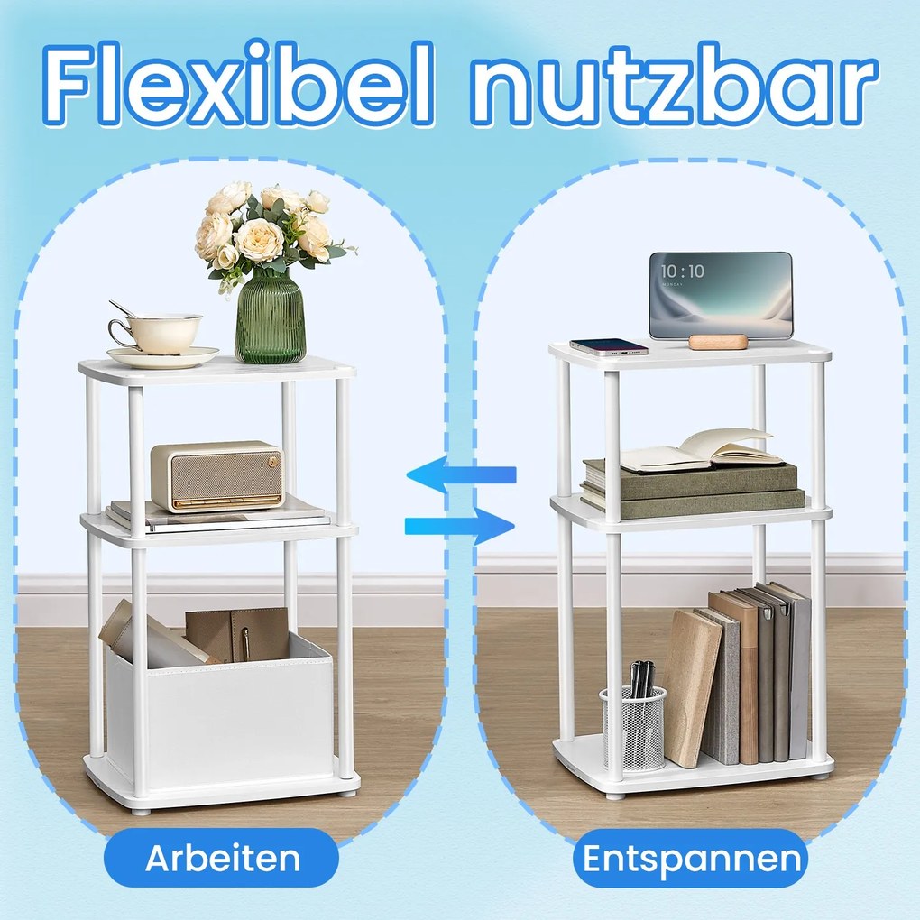 Mesa auxiliar com 3 prateleiras 30 x 34 x 58 cm branco