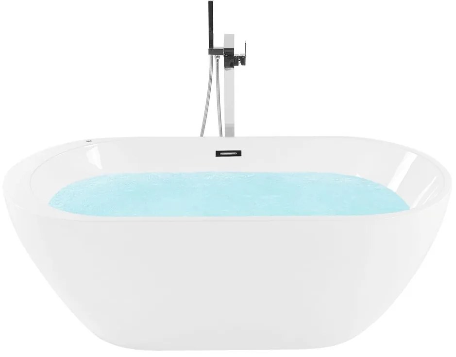 Banheira autónoma com hidromassagem e LEDs em acrílico branco 170 cm NEVIS III Beliani