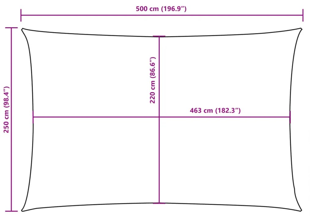 Para-sol estilo vela tecido oxford retangular 2,5x5 m vermelho