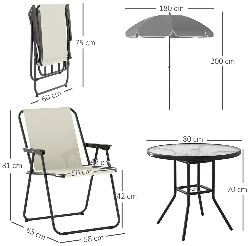 Conjunto de Jardim de 6 Peças – Soleil Crème – Creme e Preto – Mesa Ø8
