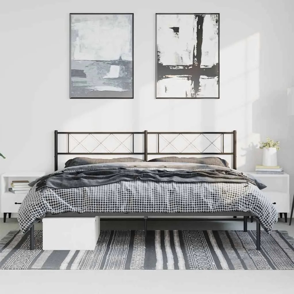 Estrutura de cama com cabeceira 183x213 cm metal preto
