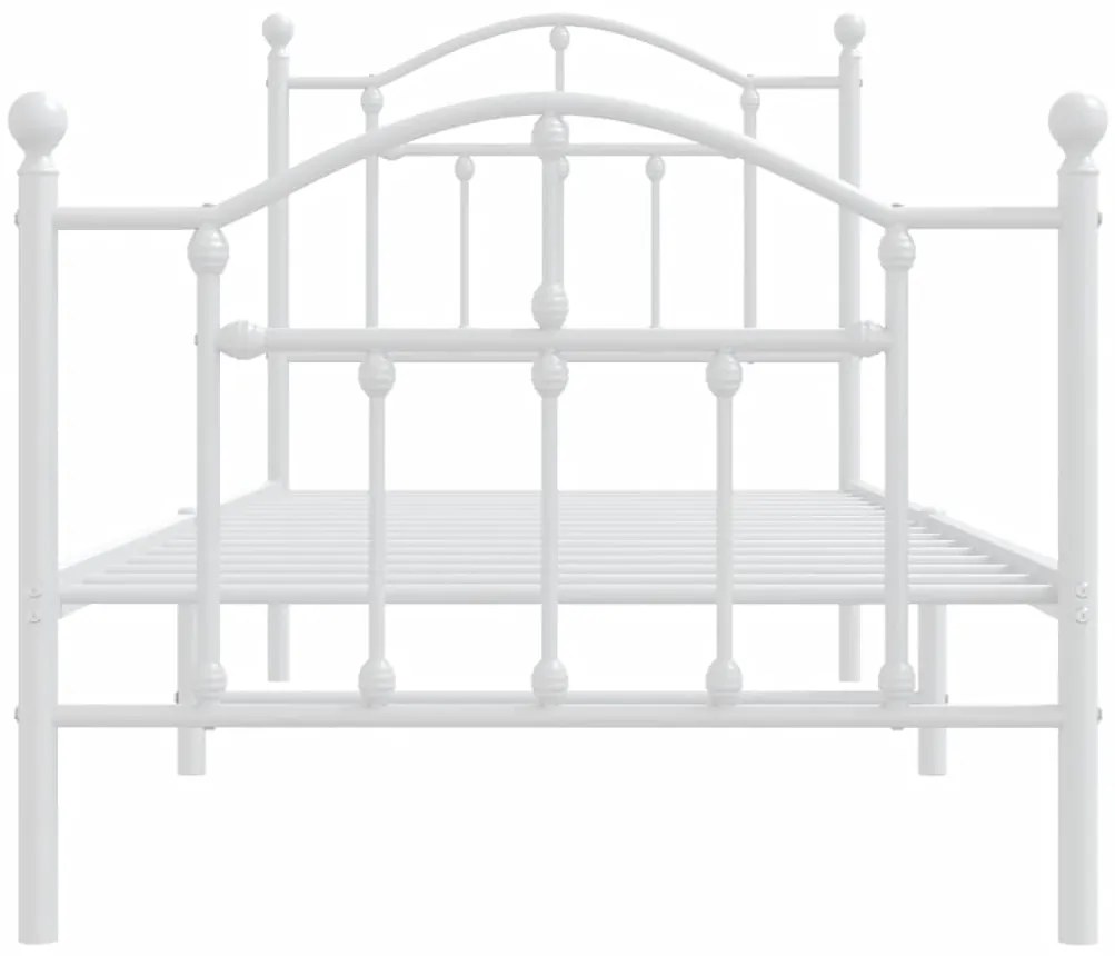 Estrutura de cama com cabeceira e pés 90x190 cm metal branco