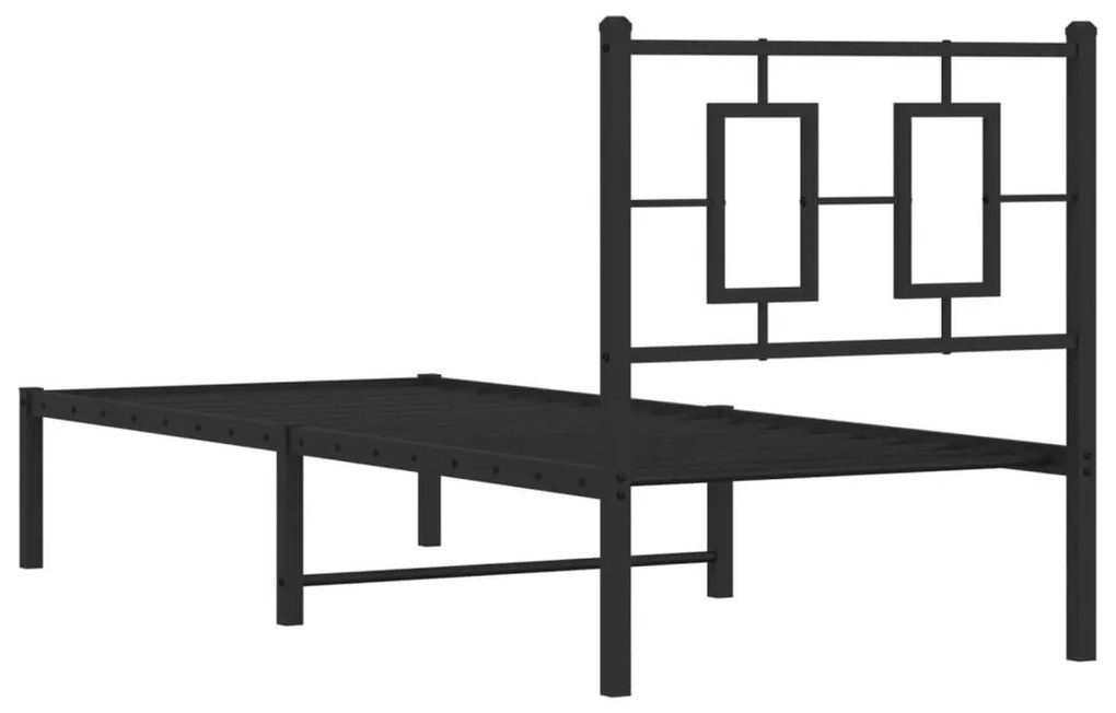 Estrutura de cama metal s/ colchão c/ cabeceira 75x190 cm preto