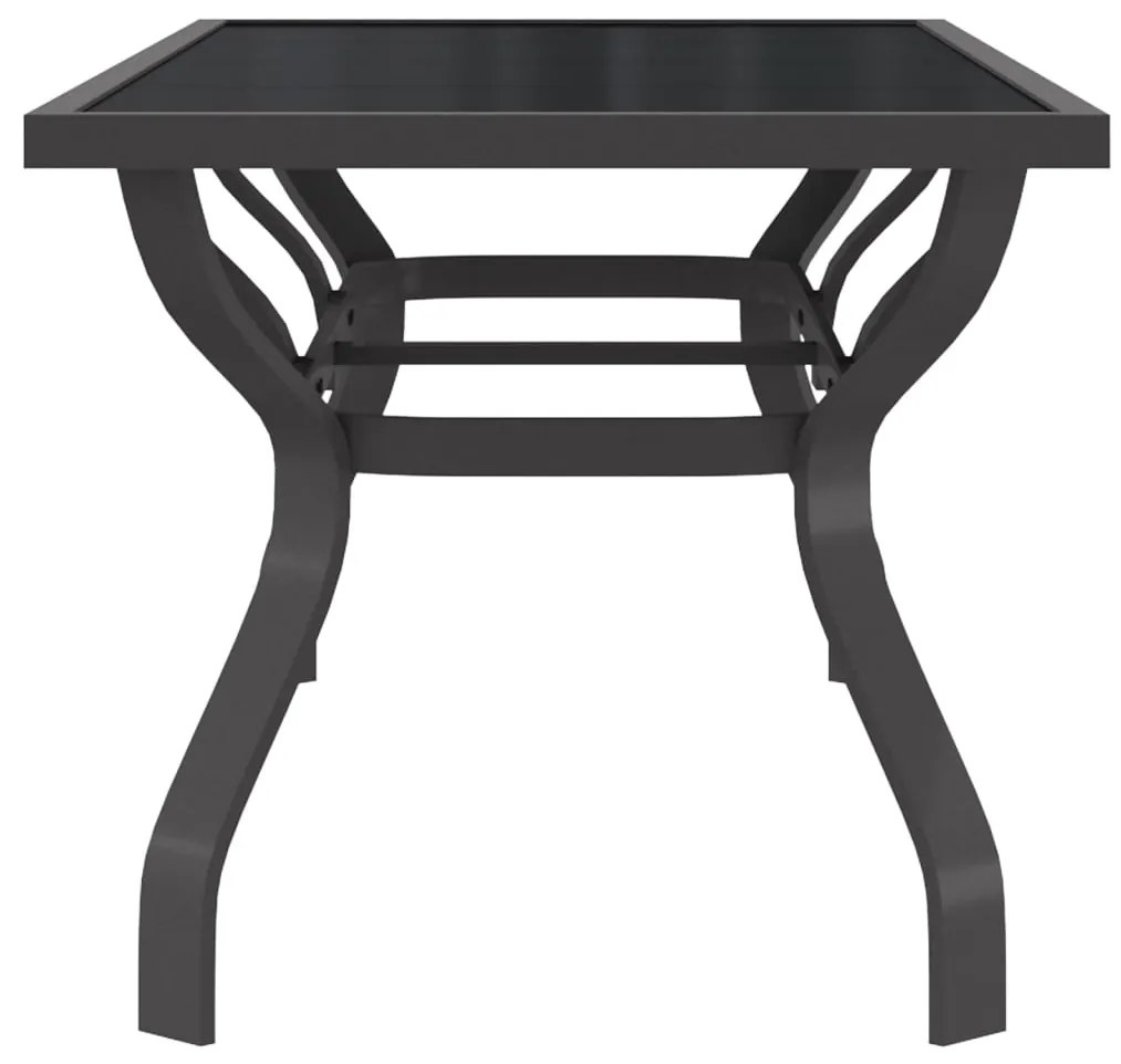 Mesa de jardim 180x80x70 cm aço e vidro cinza/preto