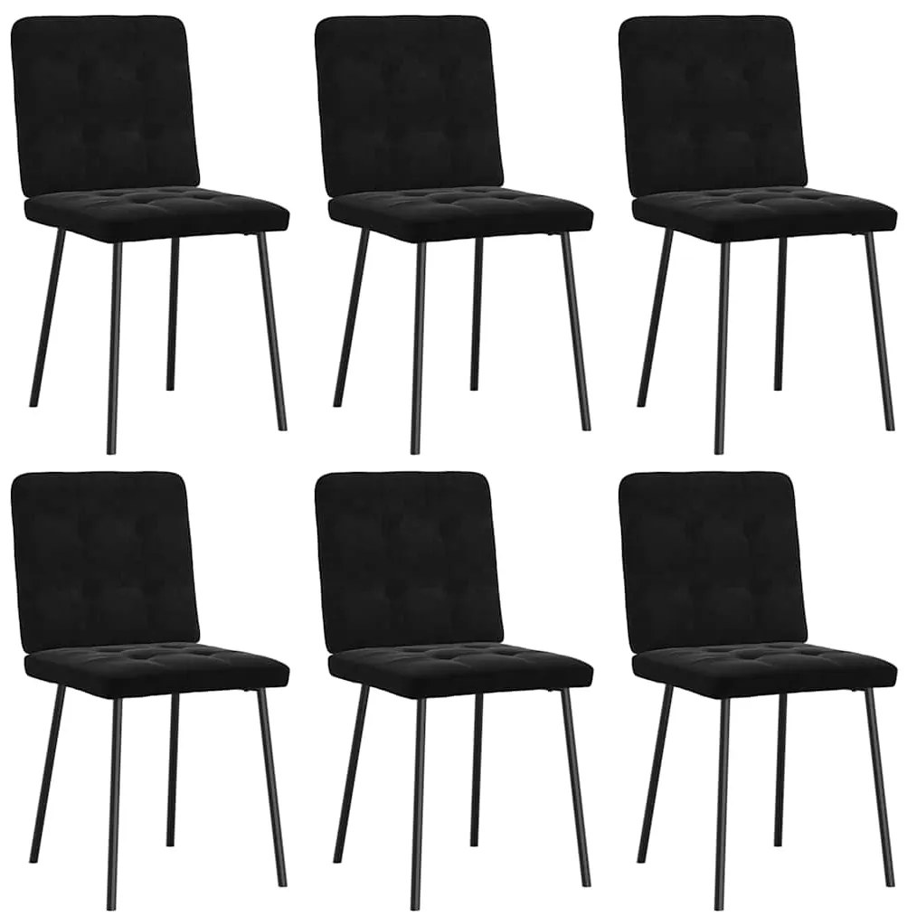Cadeiras de jantar 6 pcs veludo preto