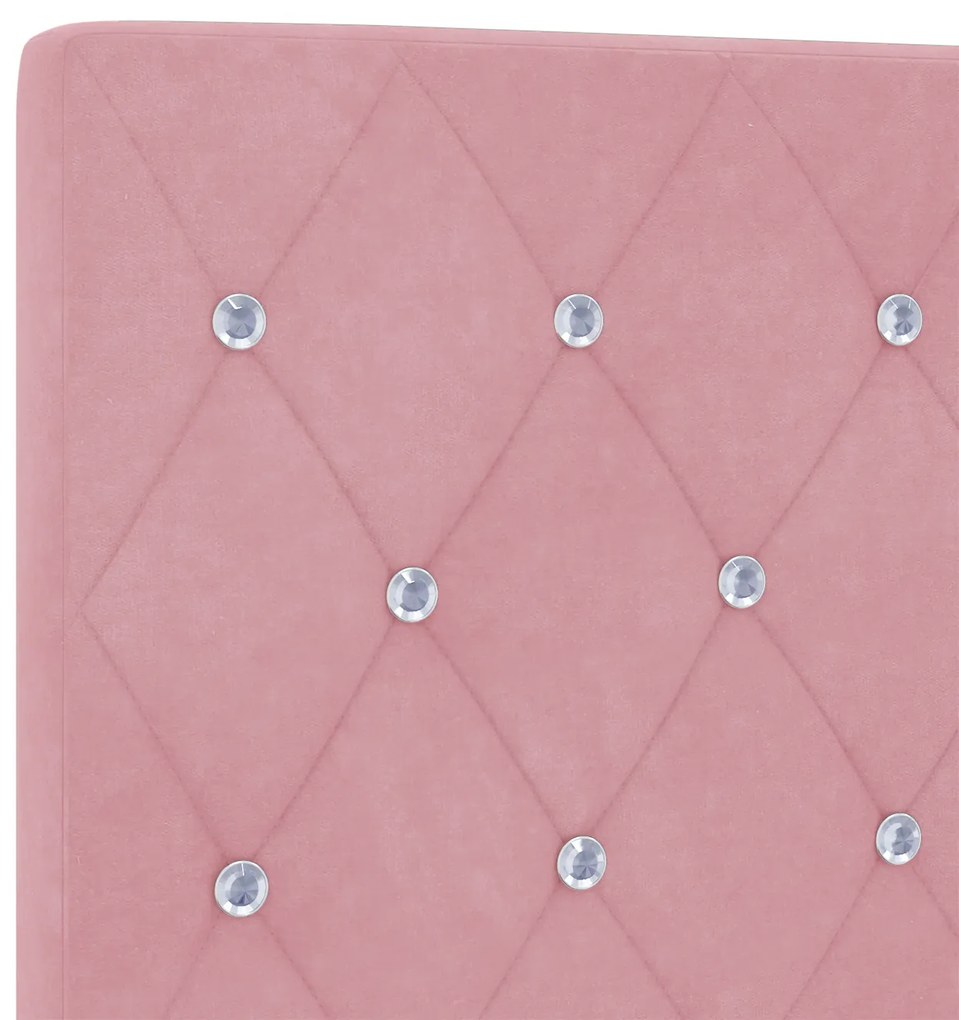 Cabeceira com Botão de Cristal Tufted Rosa 160 cm de Veludo
