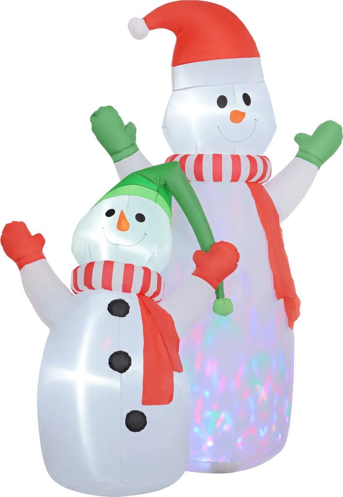 Boneco de Neve de Natal Insuflável, 190 x 110 x 240 cm, Luzes LED Integradas, Branco