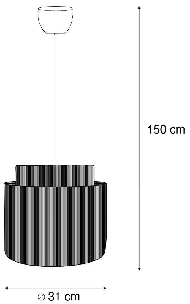 Candeeiro suspenso Japandi preto com corda castanha 31cm - Smilla Japandi