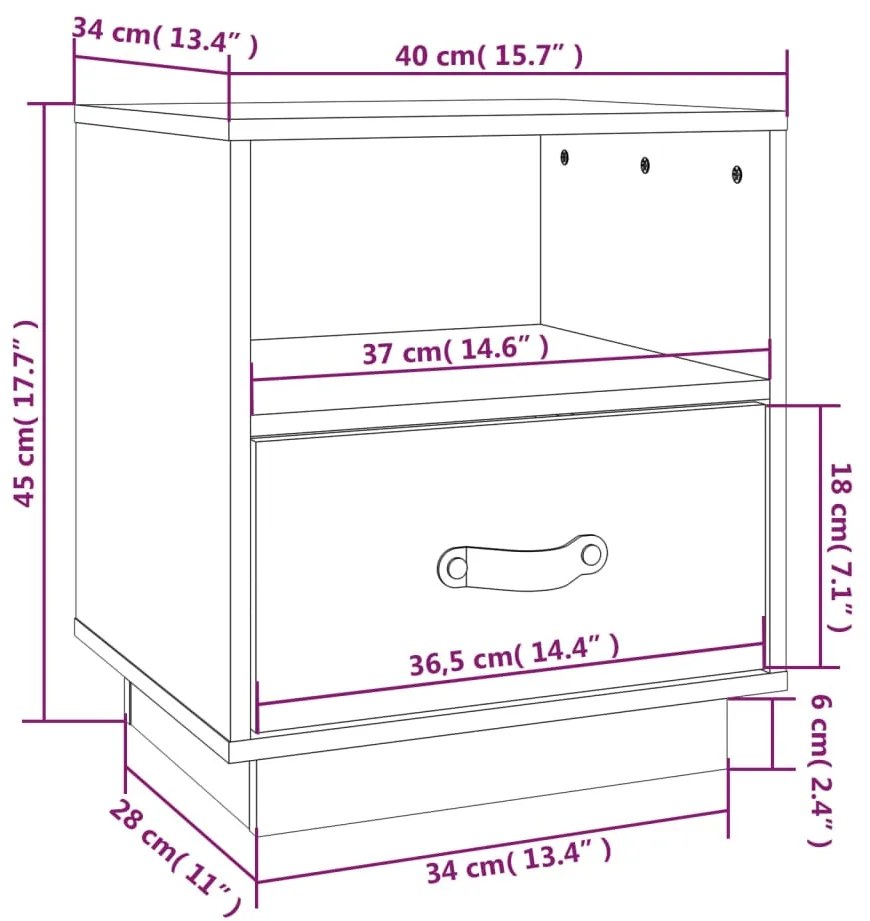 Mesas de cabeceira 2 pcs 40x34x45 cm pinho maciço castanho mel