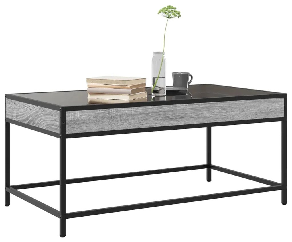 Mesa de centro luzes LED Infinity 90x50x41 cm cinzento sonoma