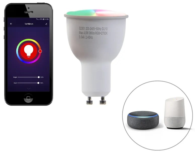 LED Candeeiro de parede inteligente preto com WiFi GU10 IP44 - Baleno Moderno,Design