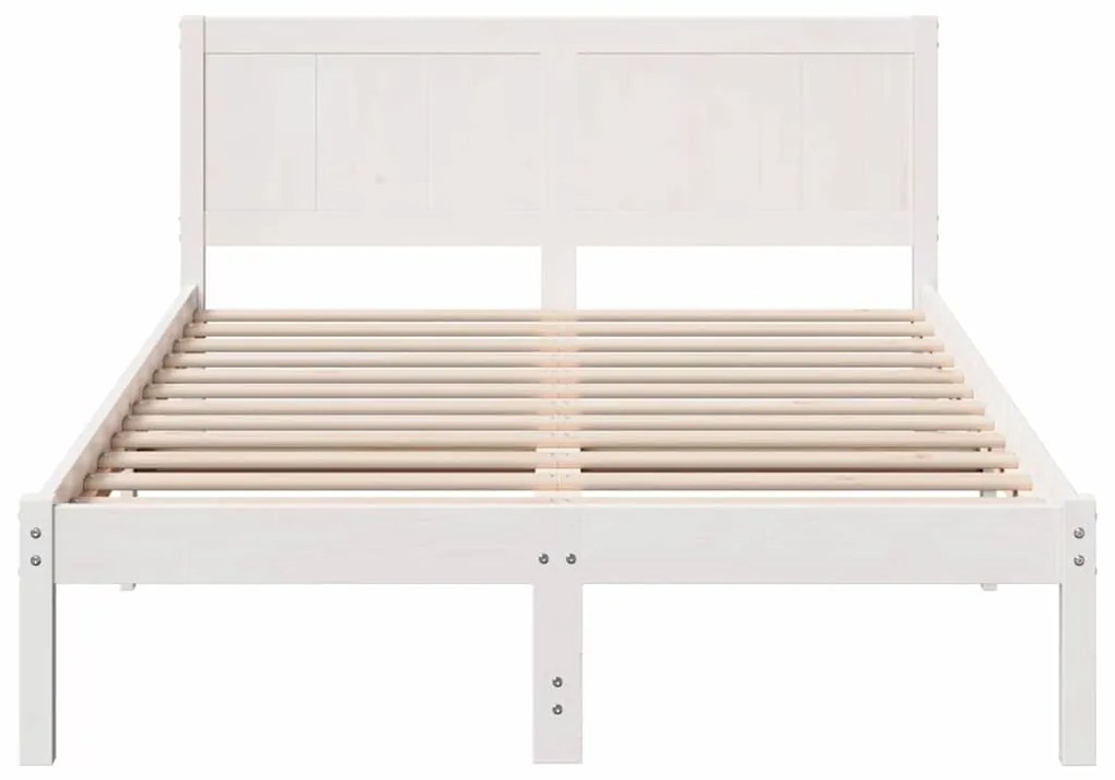Estrutura de Cama Branca de Madeira de Pinho Branca