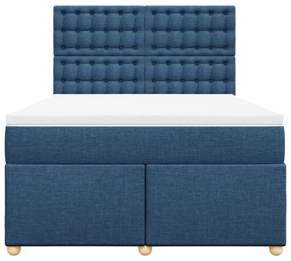 Cama com molas/colchão 160x200 cm tecido azul