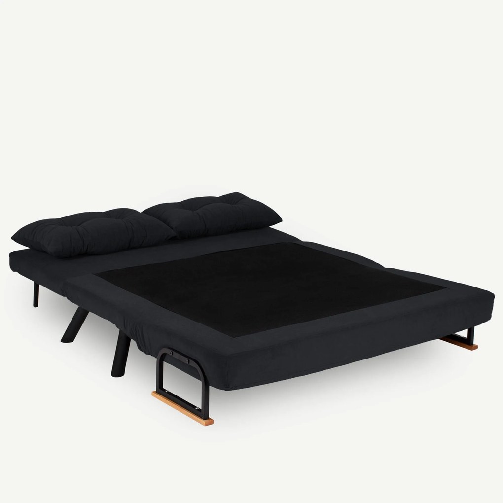 Sofá-Cama de 2 Lugares Sando – Preto – 175 cm x 133 cm