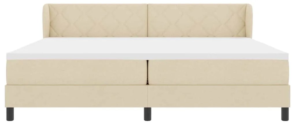 Cama Box Spring com Colchão Creme 200x200 cm Tecido