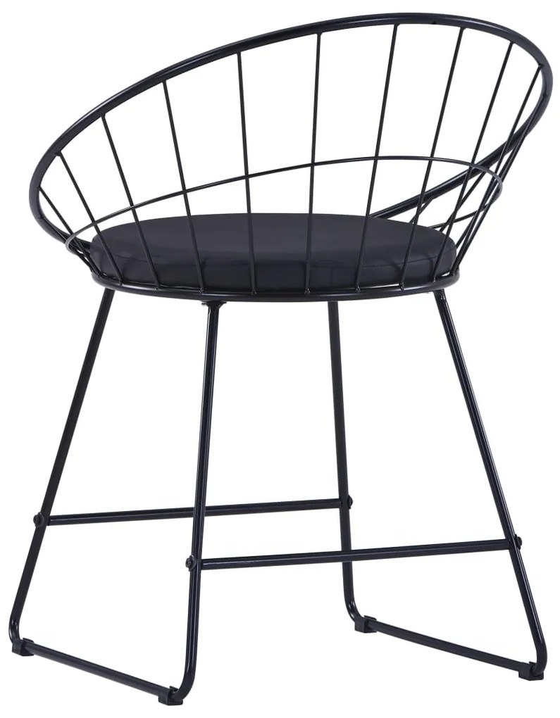 Cadeiras jantar c/ assentos em couro artificial 4 pcs aço preto