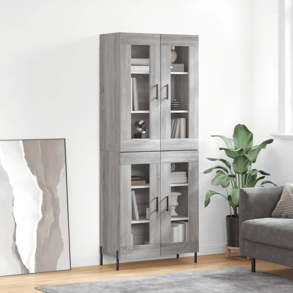 Armário alto 69,5x34x180 cm derivados de madeira sonoma cinza