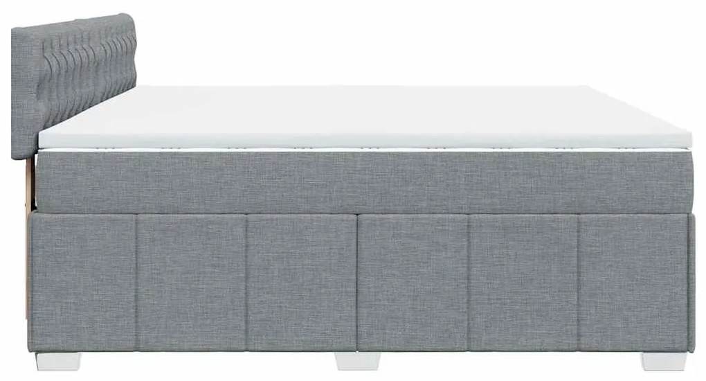 Cama com molas/colchão 200x200 cm tecido cinza-claro