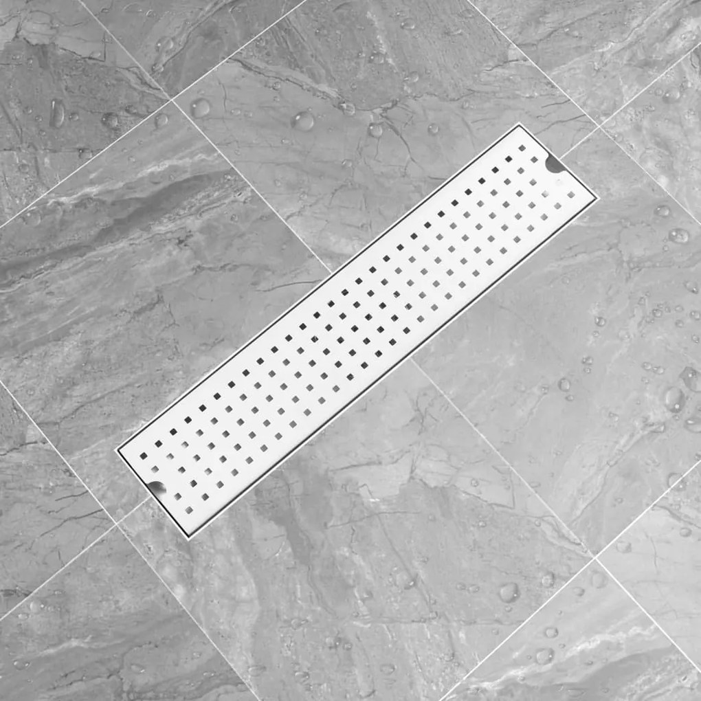VidaXL Dreno de chuveiro com pontos 53x14 cm aço inoxidável