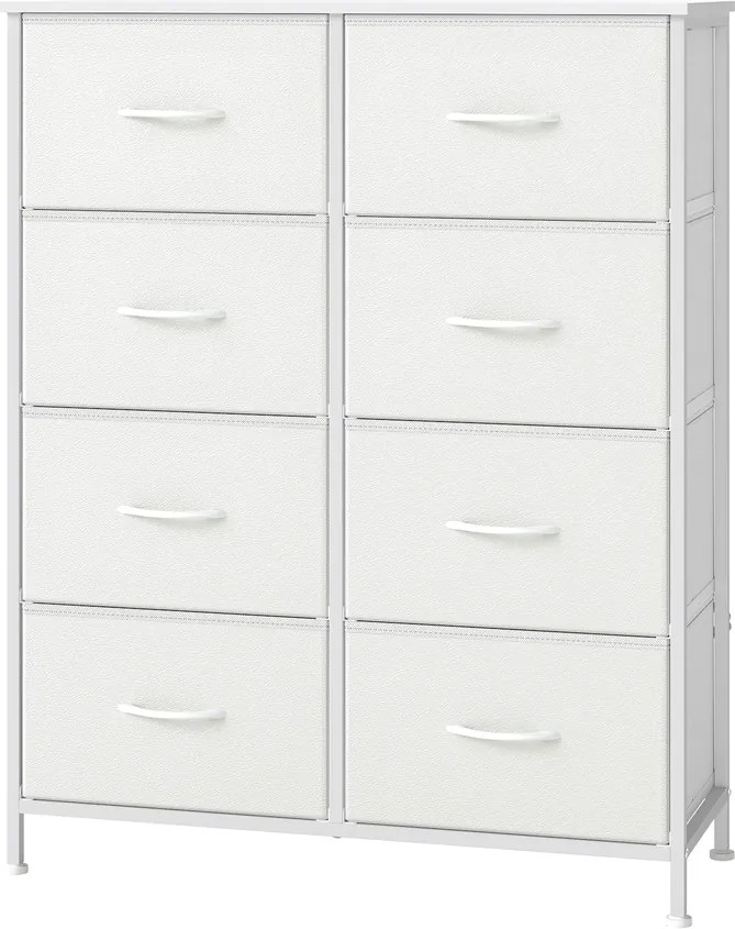 Cómoda com 8 gavetas forradas a tecido 30 x 76,7 x 95,2 cm Branco