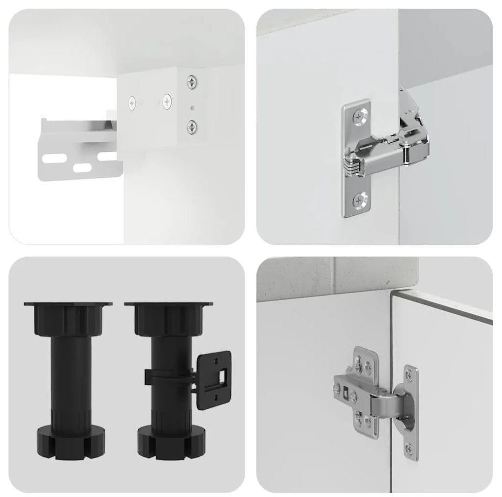 4 peças armário de cozinha conjunto Kalmar concreto cinza